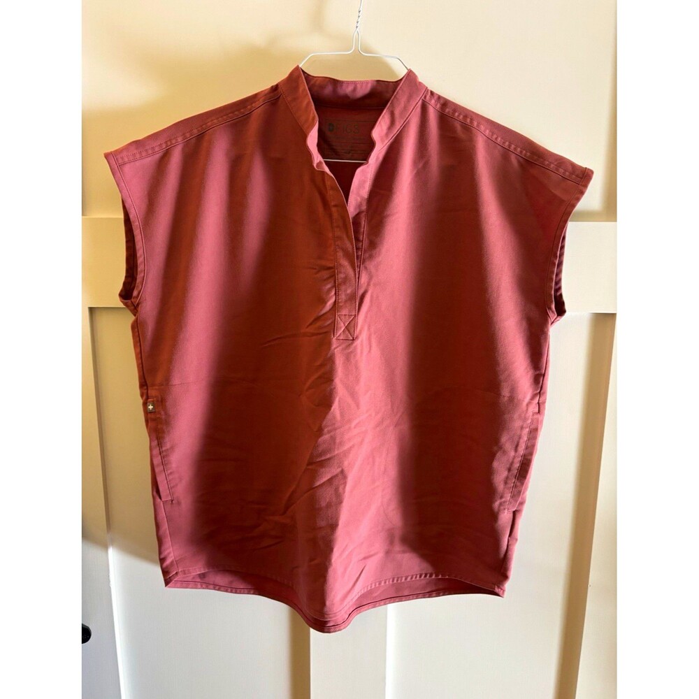 FIGS Rafaela Technical Collection Sleeveless Mock Neck Scrub Top S Pink